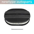 12" Oval Half Finned Polished Aluminum Air Cleaner for Chevy Ford Mopar