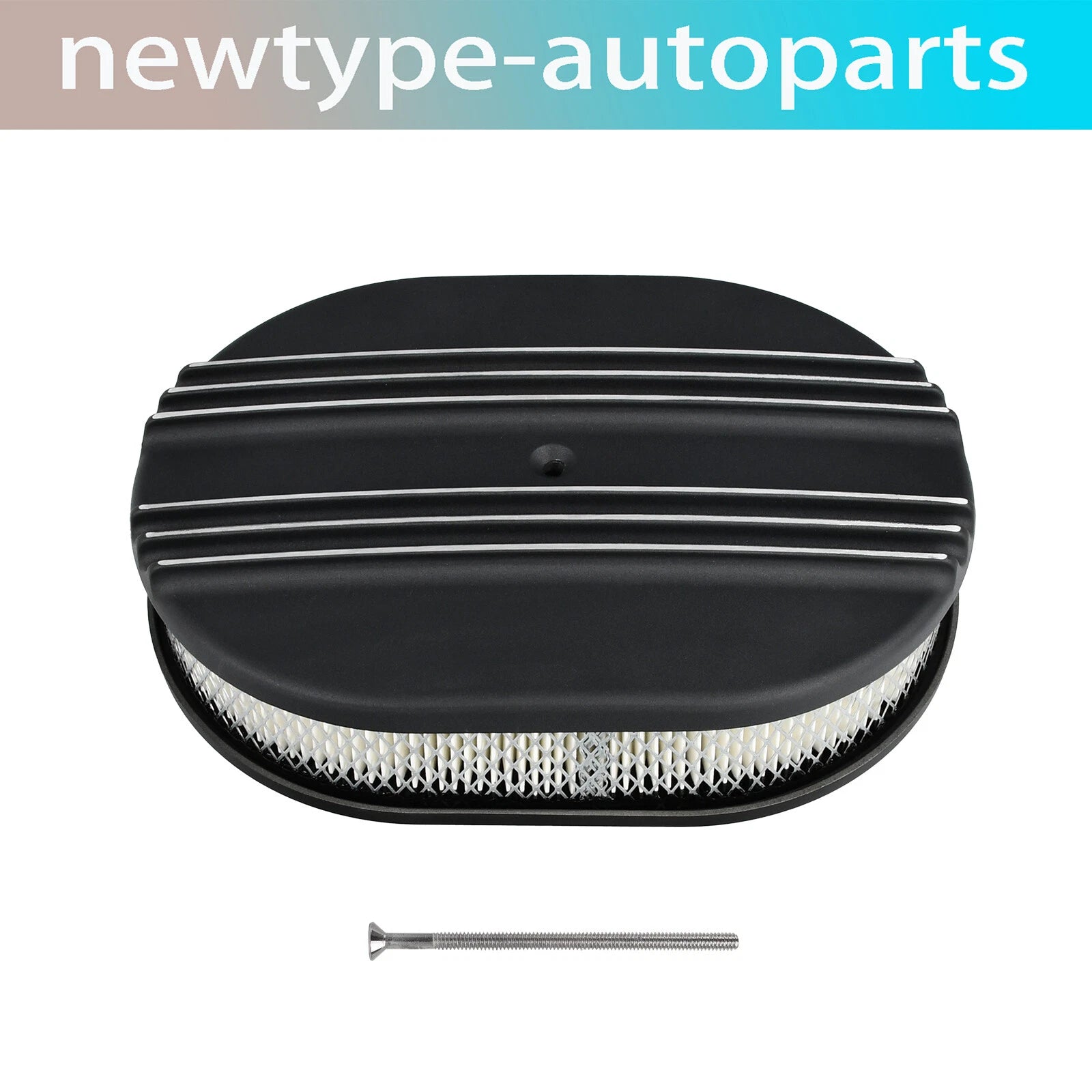 12" Oval Half Finned Polished Aluminum Air Cleaner for Chevy Ford Mopar