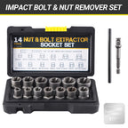 15-Piece Impact Bolt Extractor Set for Stripped Nuts and Sockets