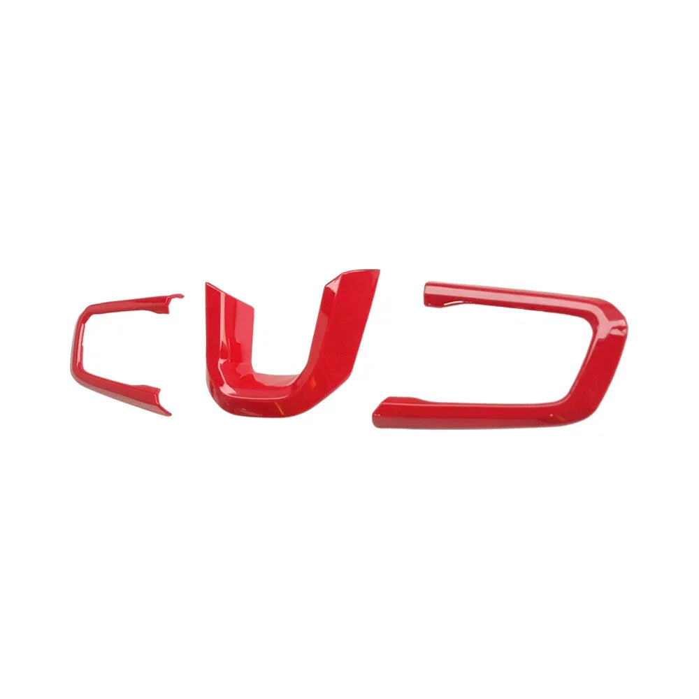Red 3PC Steering Wheel Cover Trim for Jeep Wrangler JL JT (2018–2023)