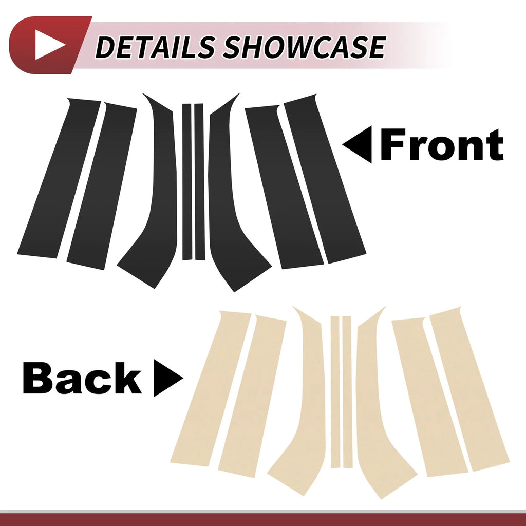8 Pcs Door Pillar Window Trim for Ford Everest (2023–2024) Black