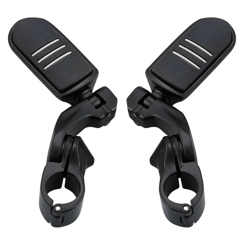 1-1/4" Matte Black Short Angled Engine Guard Bar Foot Pegs for Motorcycle