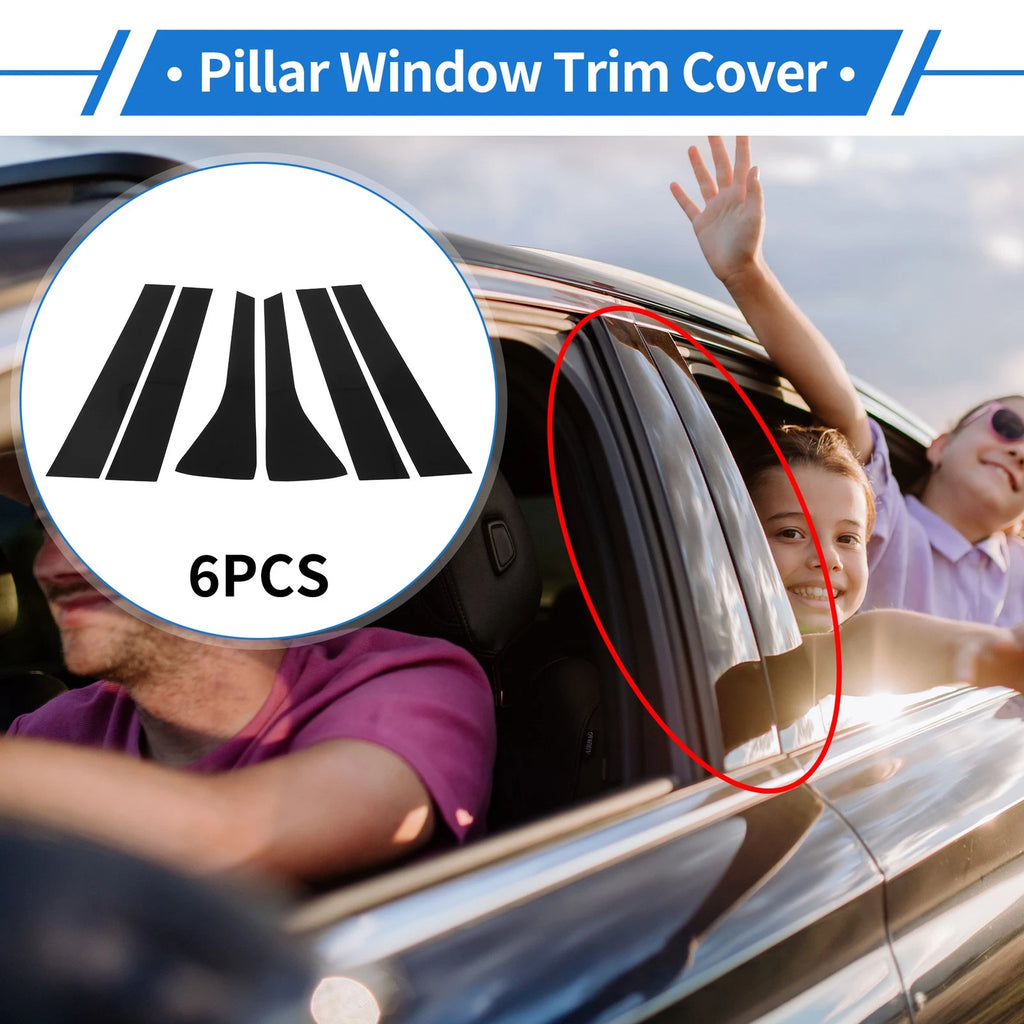 6 Pcs Door Pillar Window Trim for Hyundai Palisade (2020–2023) Black