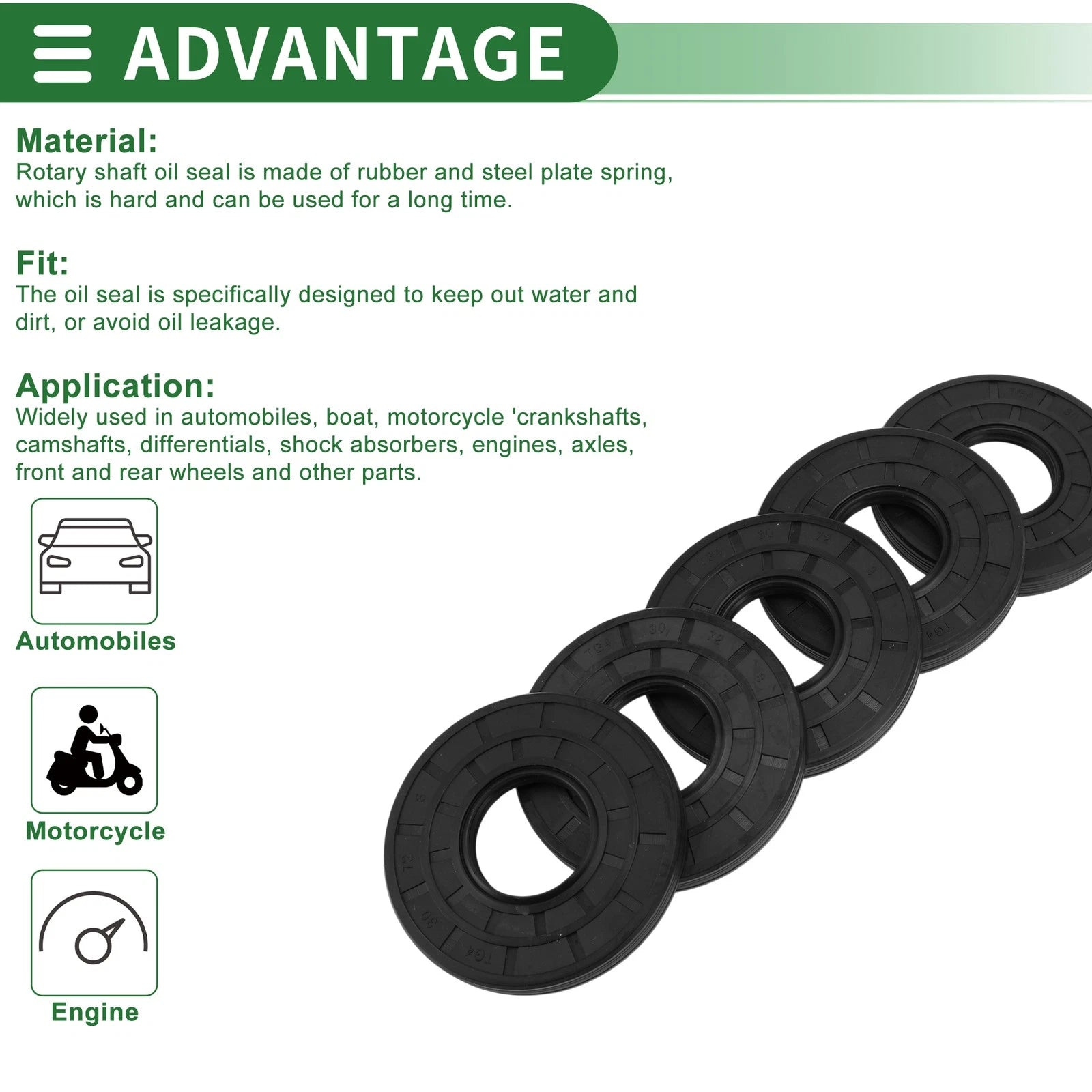 Oil Seal   - NBR Rubber 30x72x8mm