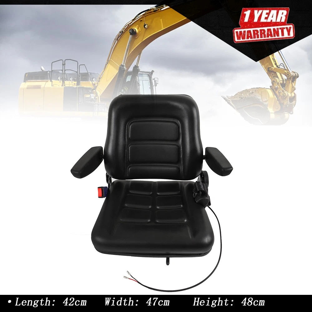 Fold Down Forklift Seat with Armrest for Excavator Tractor Loader