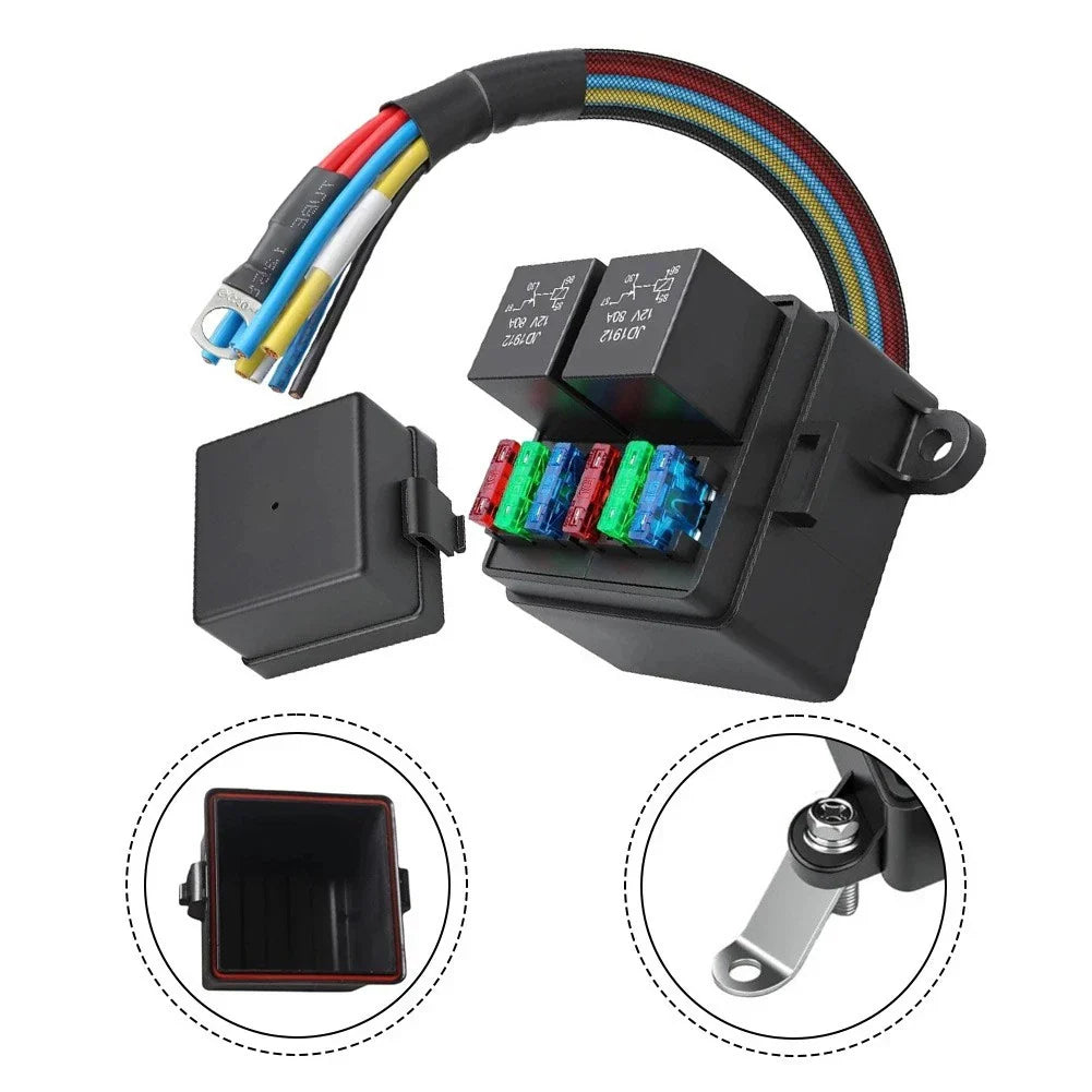 Fuse Box 6-Circuit 2 Relays Electrical for Truck RV Marine
