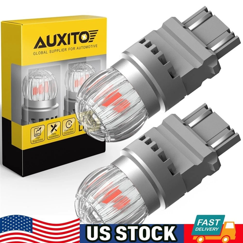 2X AUXITO 3157 LED Red Brake Stop Light Parking Bulbs 2800LM for Cars