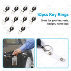 10X Retractable Key Ring ID Holder with Belt Clip - Oval Design