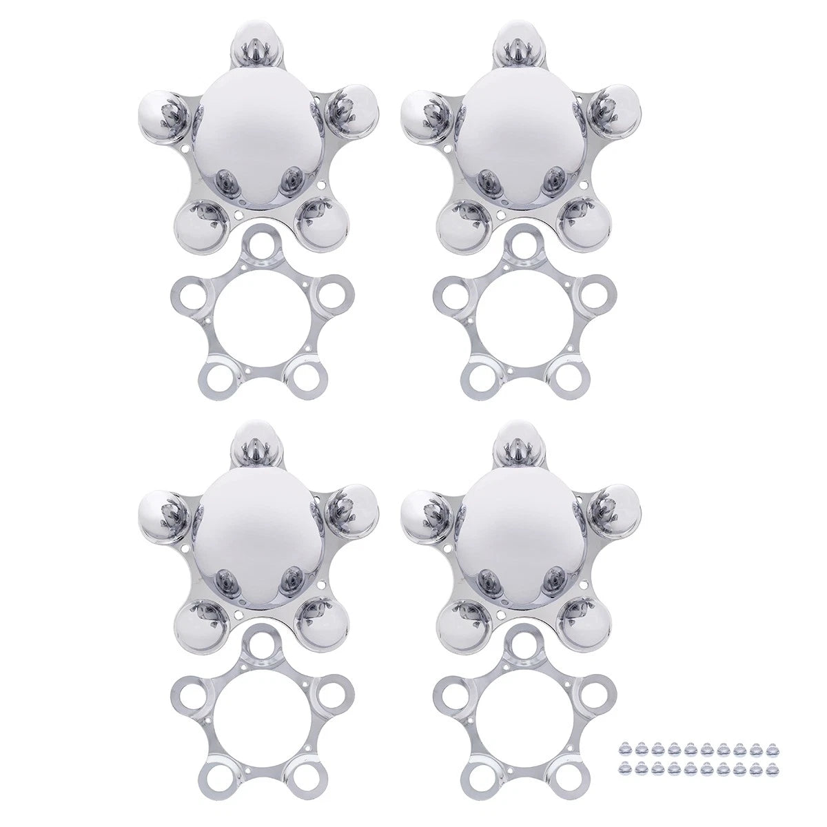 Metal Hub Caps Set of 4 Chrome 5 Lug 5 1/2 Inch for Vintage Spider Wheels (Universal)