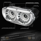 Chrome Housing Amber Corner LED Projector Headlights for Dodge Challenger (2008–2014)