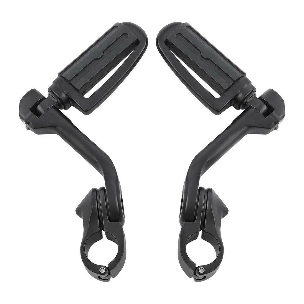 1 1/4 in Highway Bar Footpegs Long Angled Mount Kit for Motorcycle Matte Black