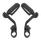 1 1/4 in Highway Bar Footpegs Long Angled Mount Kit for Motorcycle Matte Black