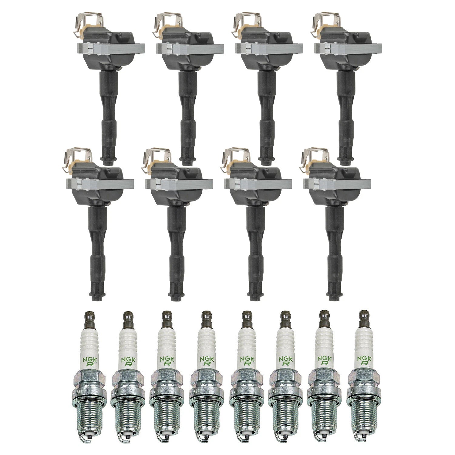 Set of 8 Ignition Coils & NGK V-Power Spark Plugs for BMW E32 E39, Porsche Cayenne, Volvo XC90 V8