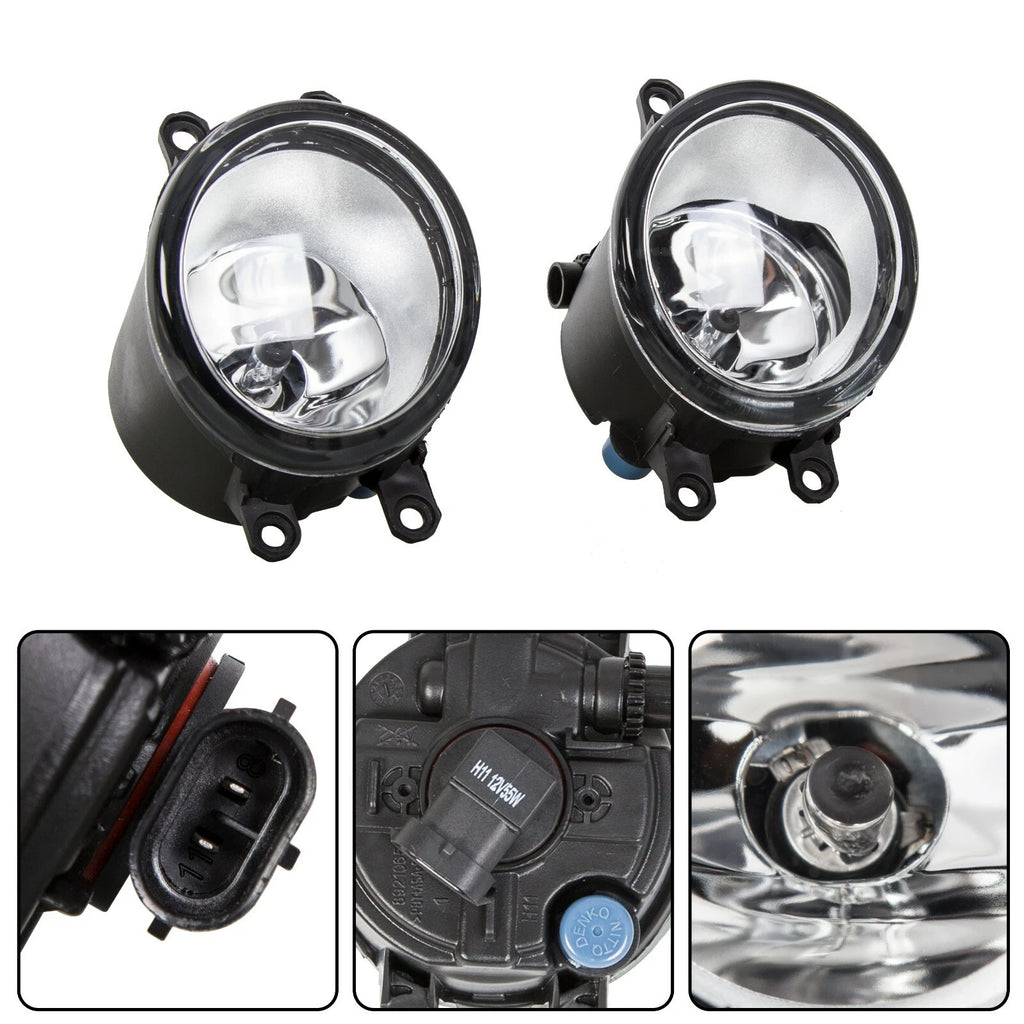 Pair Halogen Fog Lights for Toyota Corolla (2011–2013) with LED Bezel