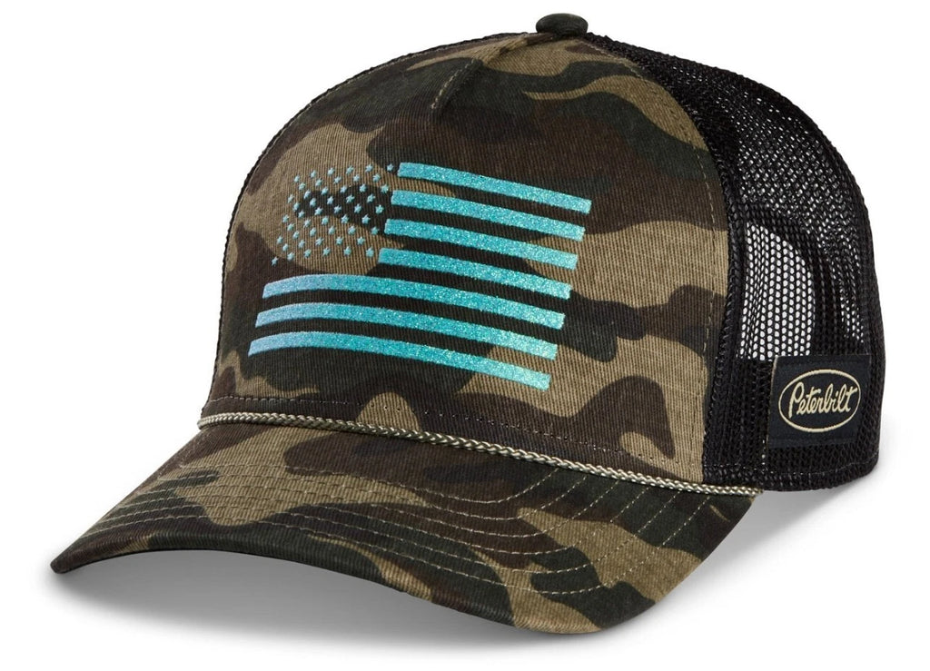 Camo Mesh Ponytail Cap for Peterbilt Trucks (Fits All Models)