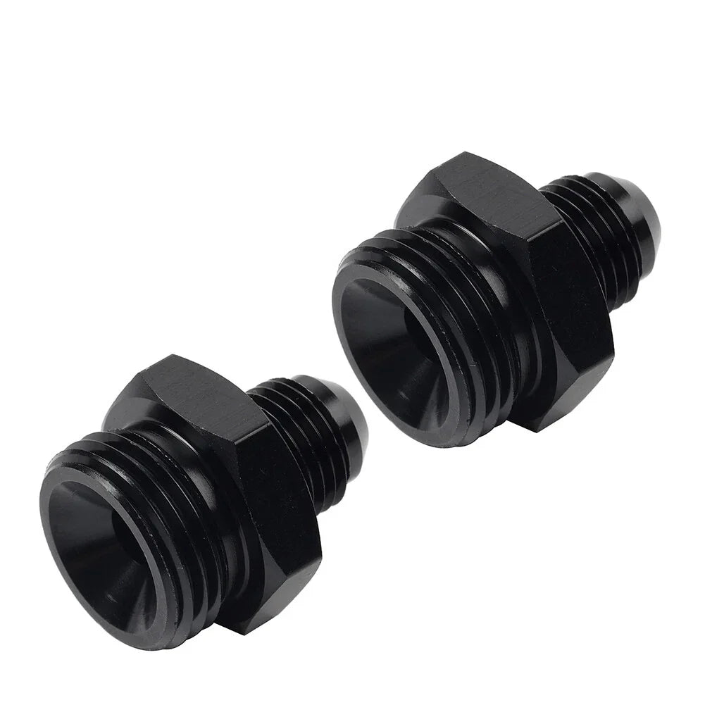 Black Aluminum AN6 Flare to 8AN ORB Male Fitting Adapter w/ O-Rings