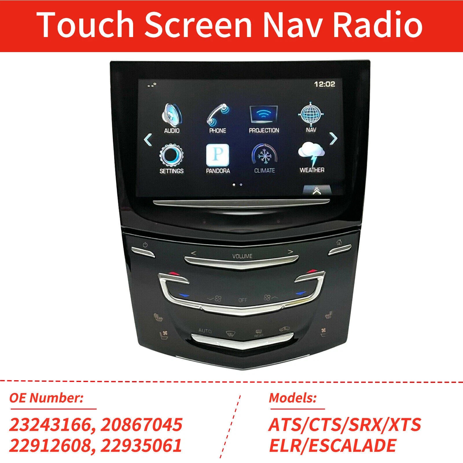Touch Screen Navigation Radio System for Cadillac ATS CTS ELR SRX XTS (2013–2019)