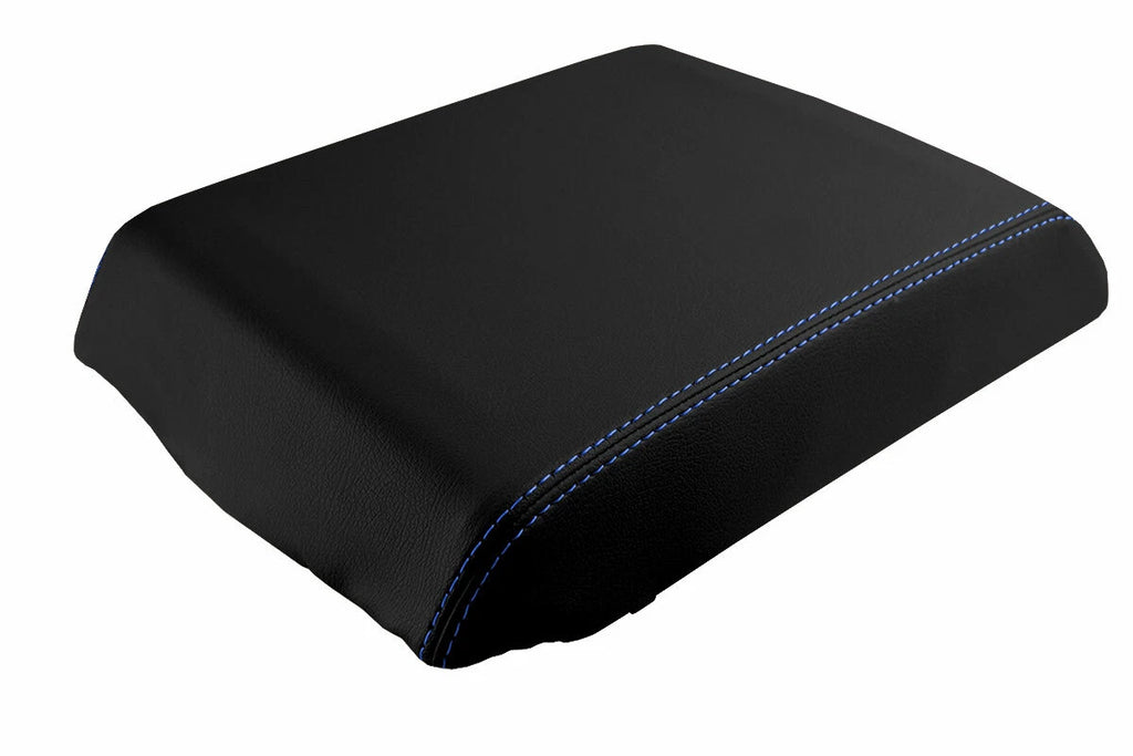 Leather Console Lid Armrest Cover for Hummer H2 (2005–2007) Blue Stitch