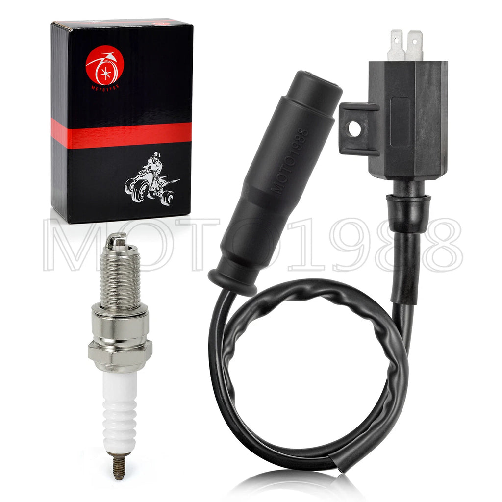 Ignition Coil Spark Plug with Cap for Kawasaki Prairie 400 (1997-2002)