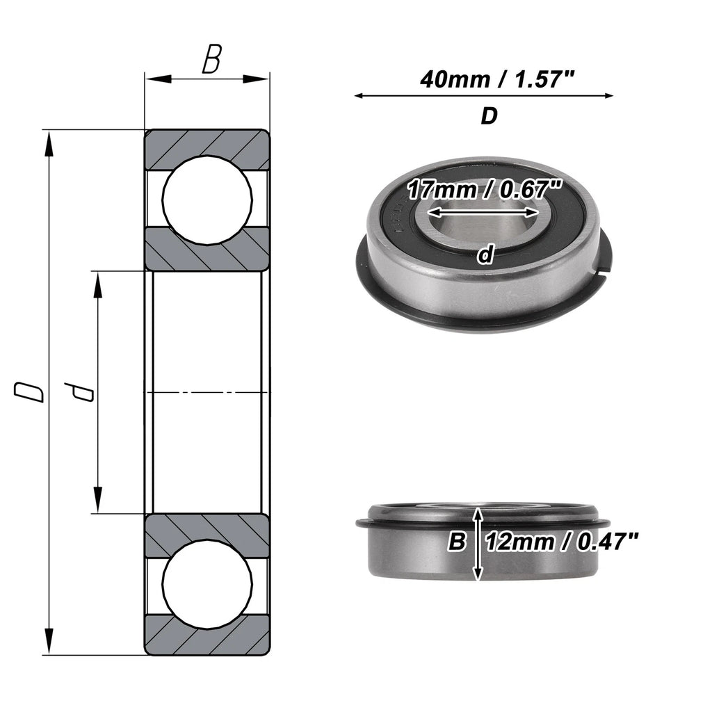 6203NR2RS Deep Groove Ball Bearings for Scooter Skateboard (17x40x12mm)