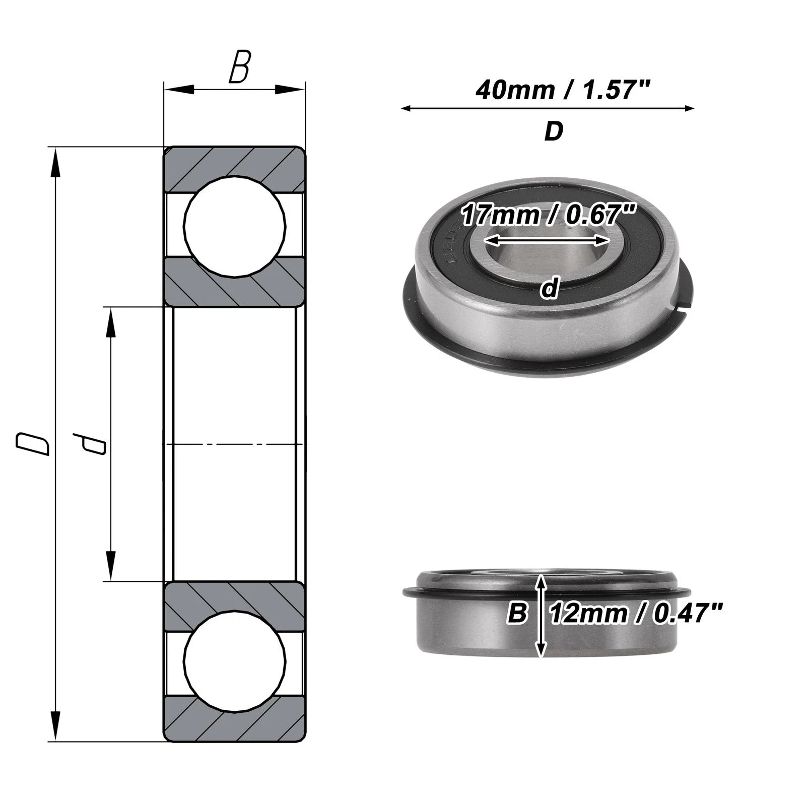 6203NR2RS Deep Groove Ball Bearings for Scooter Skateboard (17x40x12mm)