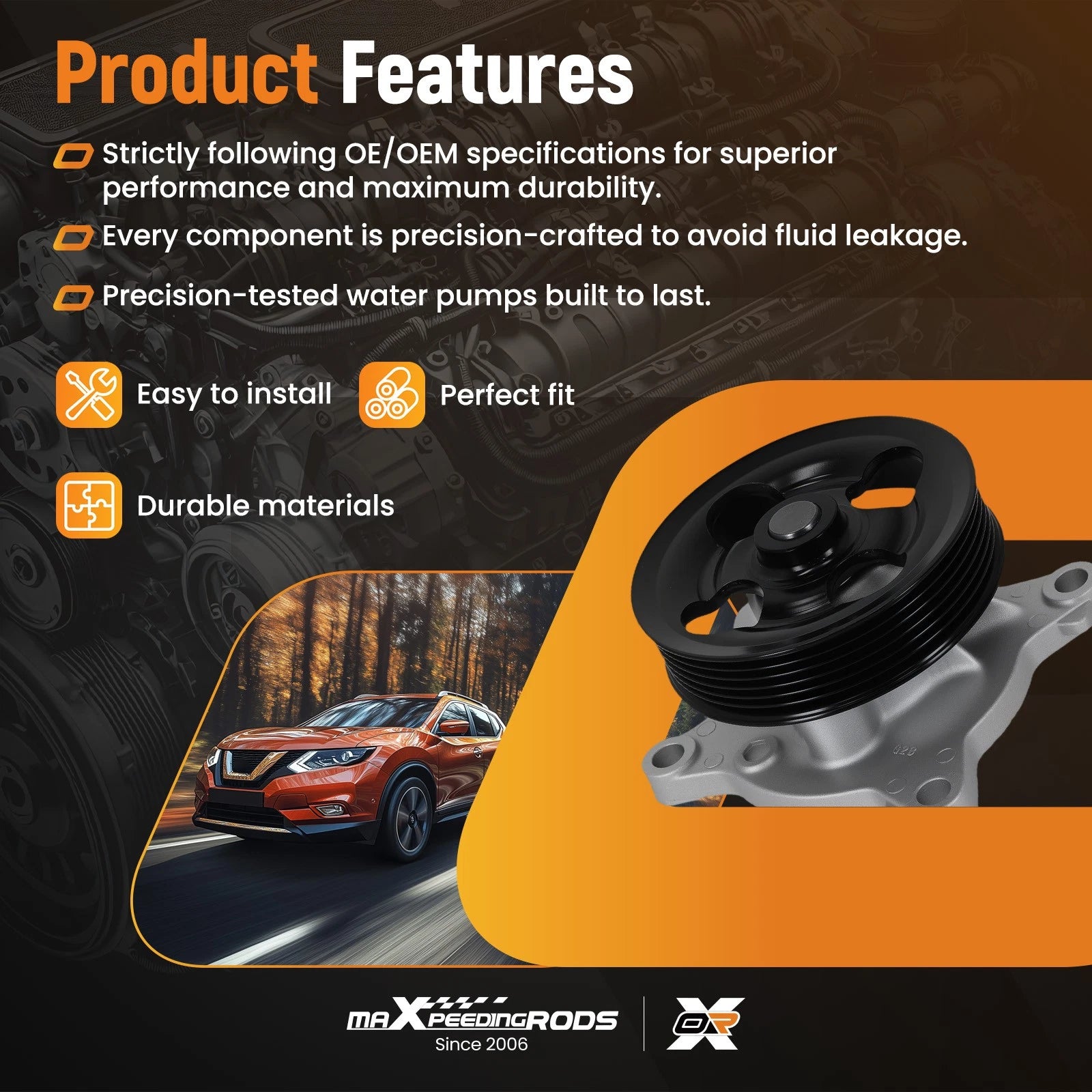 Engine Cooling Water Pump Kit for Nissan Murano (2016–2016)