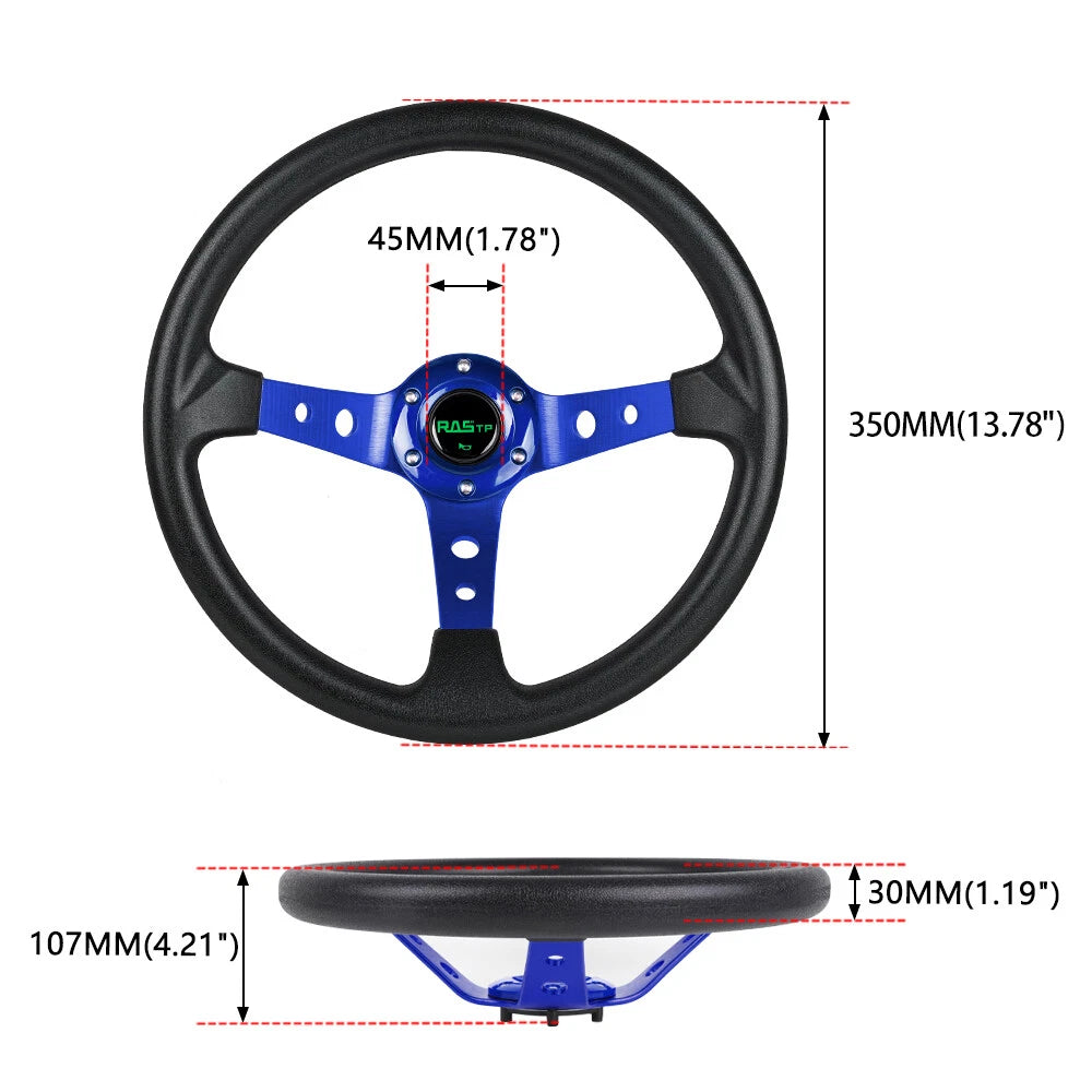 14-Inch Deep Dish Racing Steering Wheel for Cars (6 Bolt)