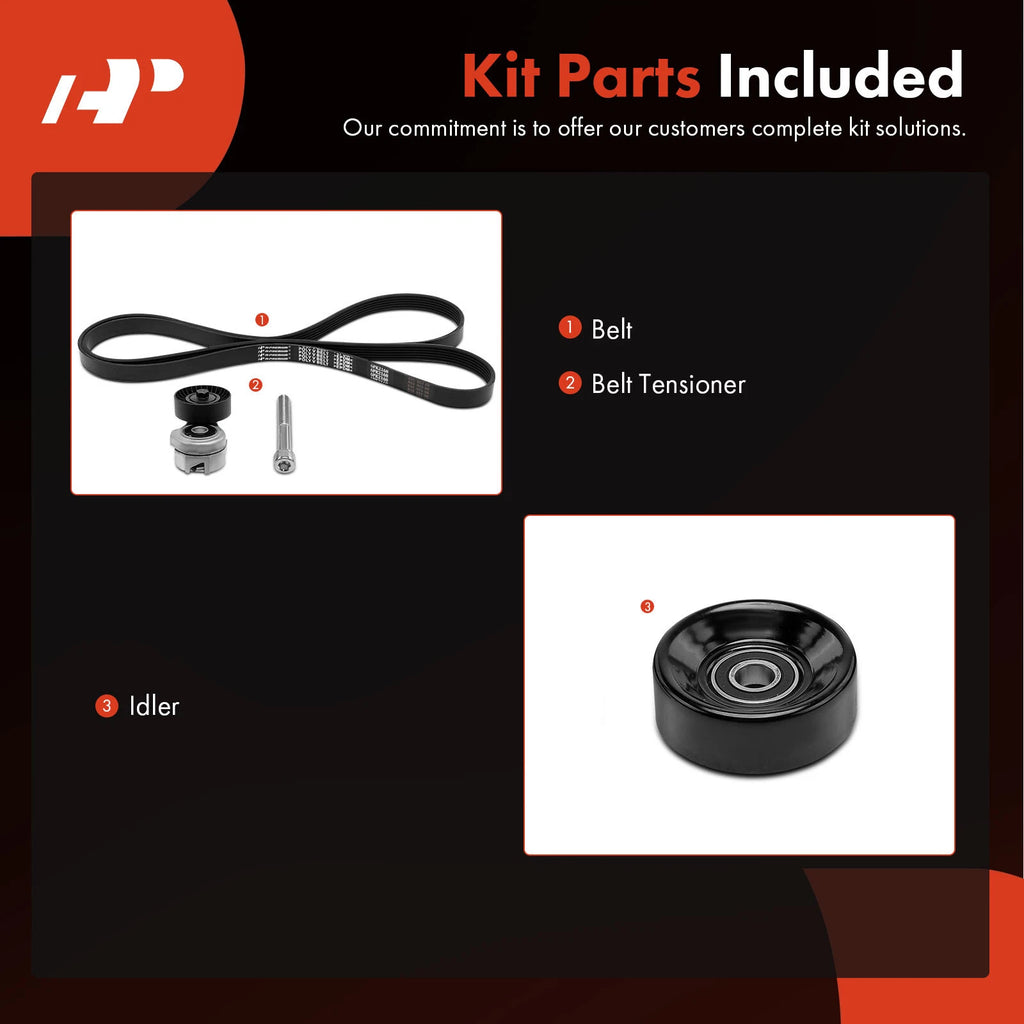 3X Serpentine Belt Drive Component Kit for Ford Taurus (1998–2000)