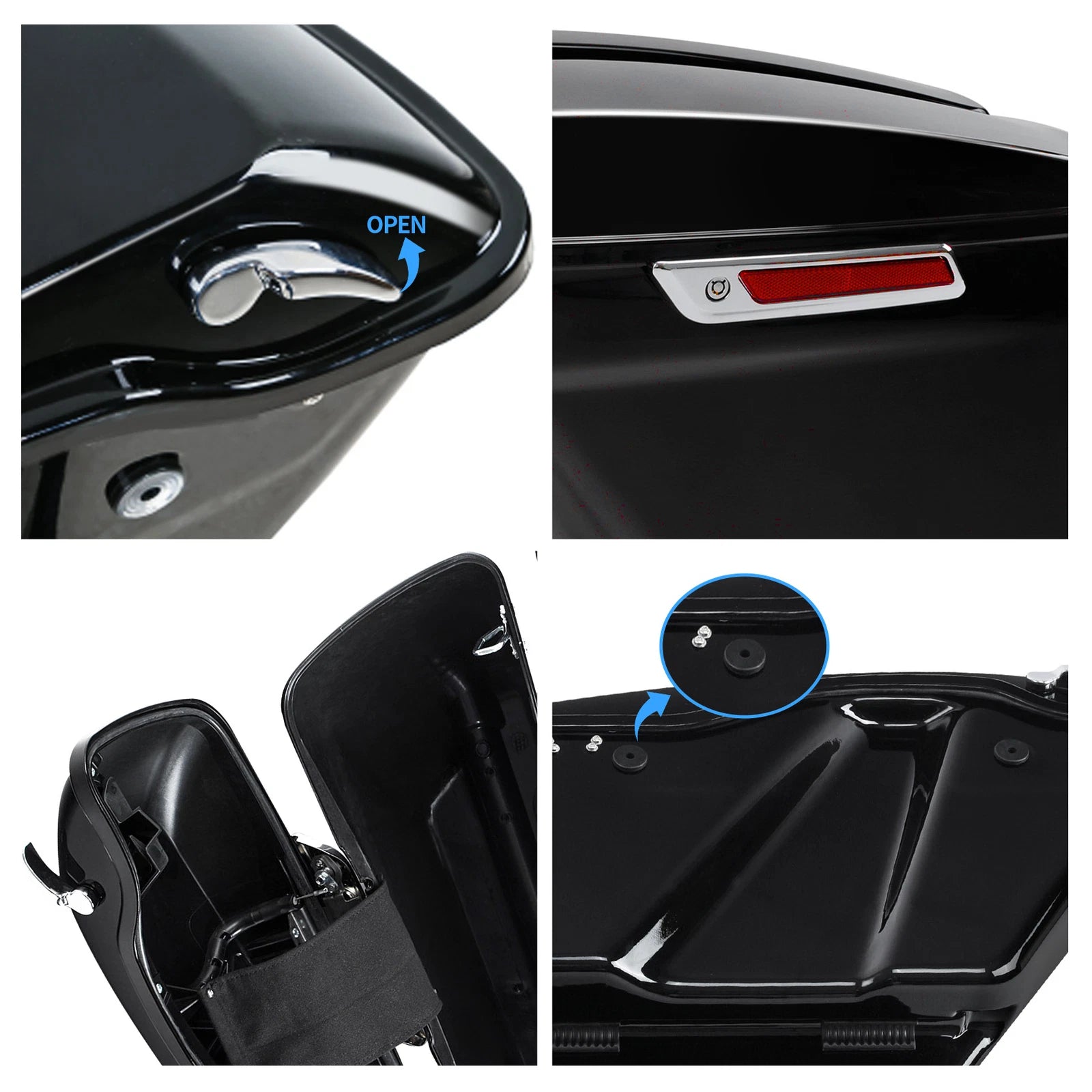 5" Stretched Hard Saddlebags for Harley Touring Electra Glide (1993–2013)