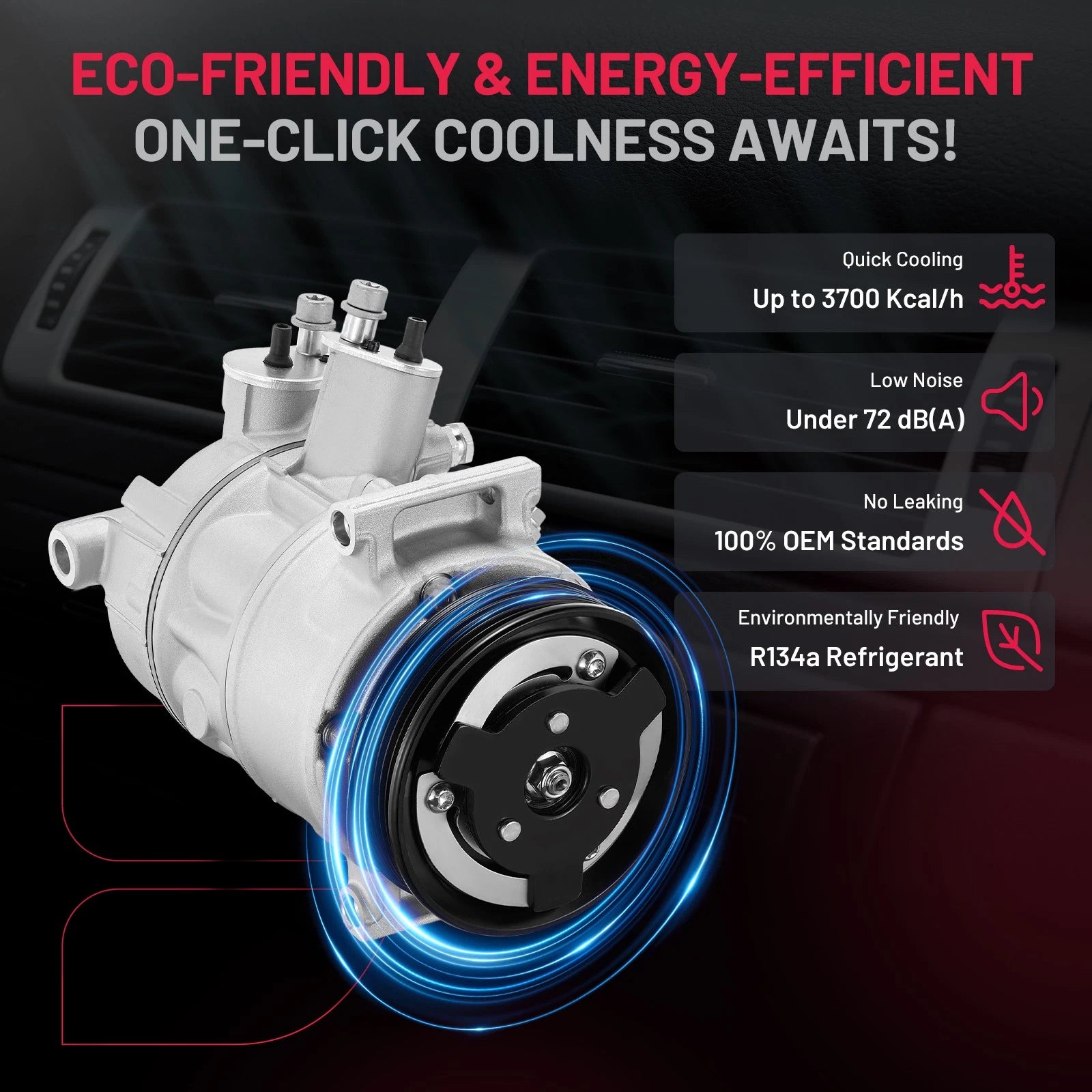 A/C Compressor w/ Clutch for Volkswagen GTI 2.0L (2006–2009, 2012–2015)
