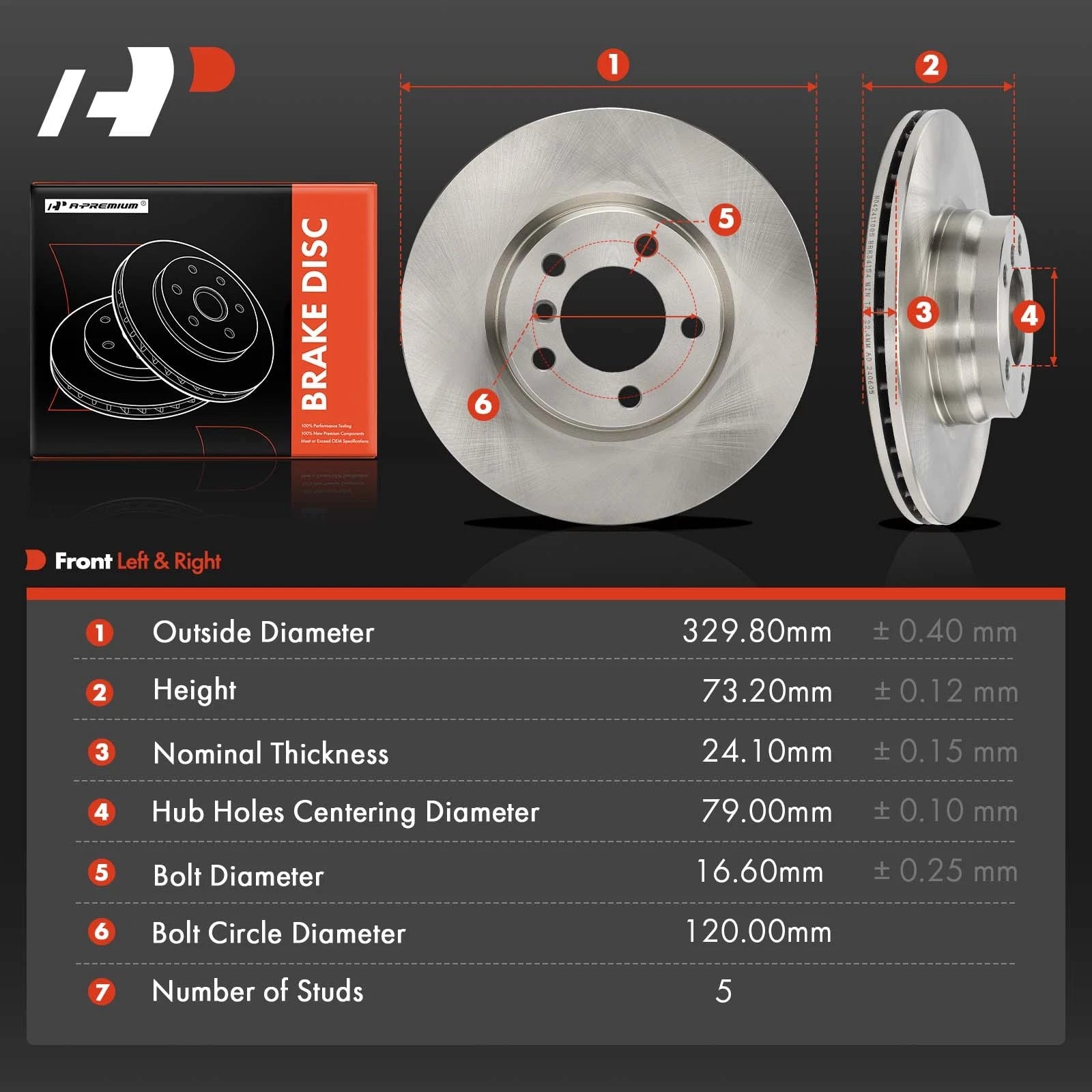 Front Disc Brake Rotors for BMW 328i 228i 328d 428i (2013–2015)