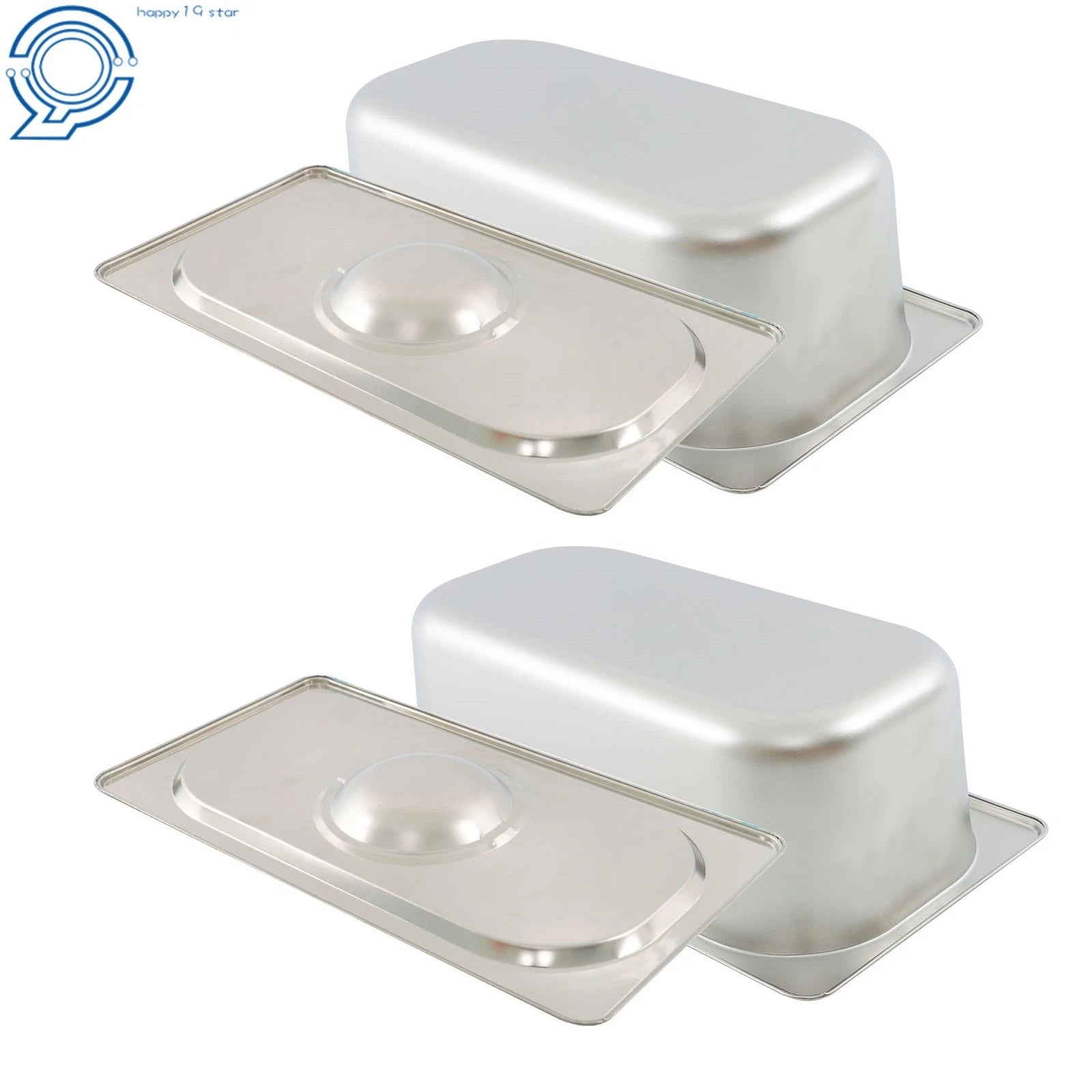 2 Pcs 3.6" Deep Food Pans with Lids for Commercial Kitchen & Buffet Use