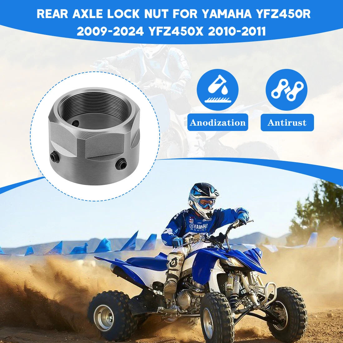 ATV Rear Axle Wheel Lock Nut for Yamaha YFZ450X YFZ450R (2009–2020) 90179-38001-00