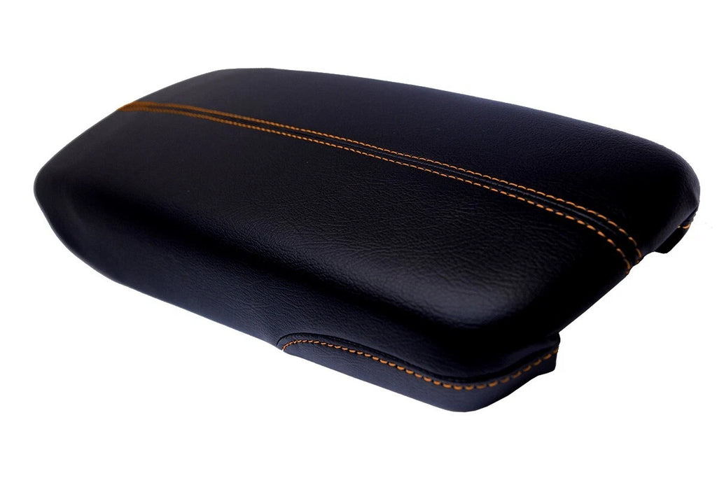 Leather Console Lid Armrest Cover for Cadillac XTS (2013–2019) Orange Stitch