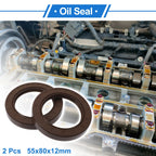 2X Oil Seal Rotary Shaft Seal FKM Rubber 55x80x12mm for Various Models 