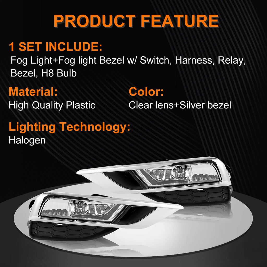 Fog Lights for Honda CR-V (2015–2016) w/Bezels, Switch, Wiring Kits