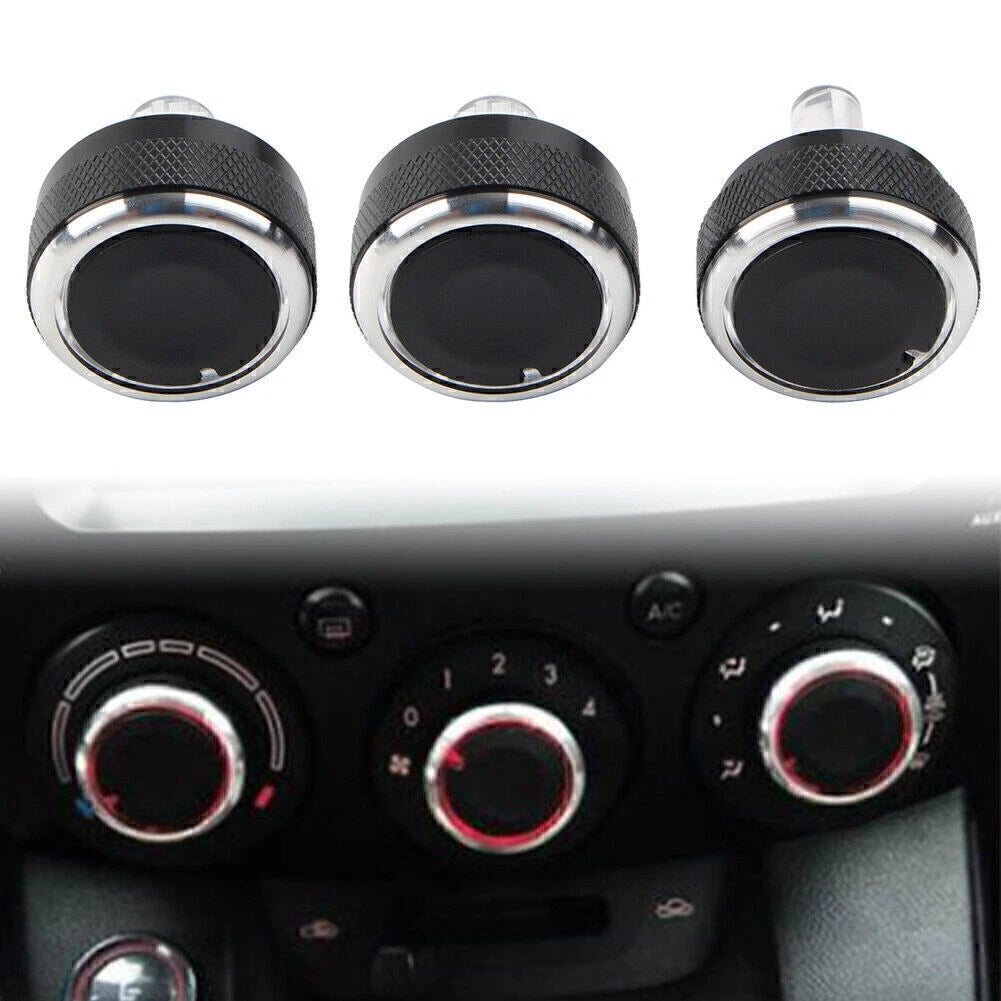 3Pcs A/C Switch Knob Climate Control Dials for Mazda 2 (2007–2014)