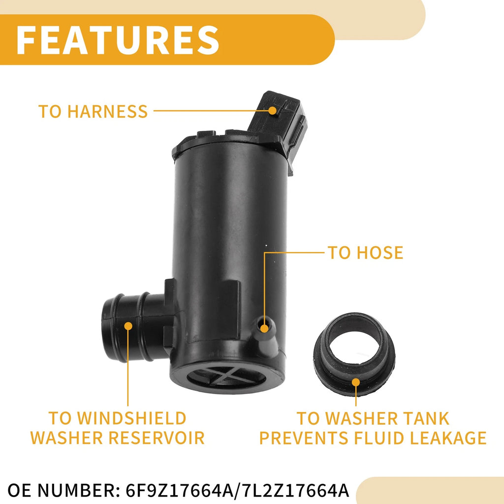 Windshield Washer Pump w/ Grommet for Ford F-150 (No. 6F9Z17664A)