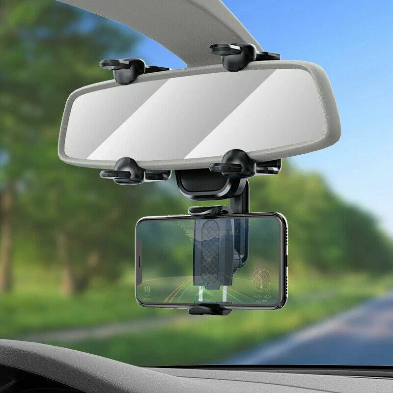 360�� Car Rearview Mirror Phone Holder for iPhone 13, GPS, Adjustable