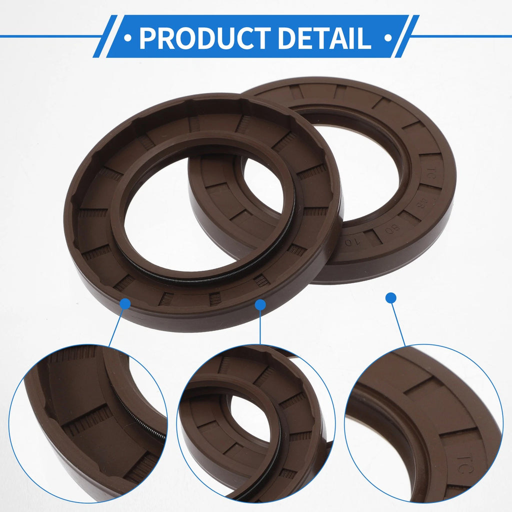 Set of 2 Oil Seal Rotary Shaft Seal FKM Rubber 48x80x10mm