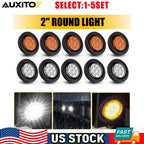 2" White Amber Round LED Marker Lights w/ Grommet for Truck RV (10-50X)