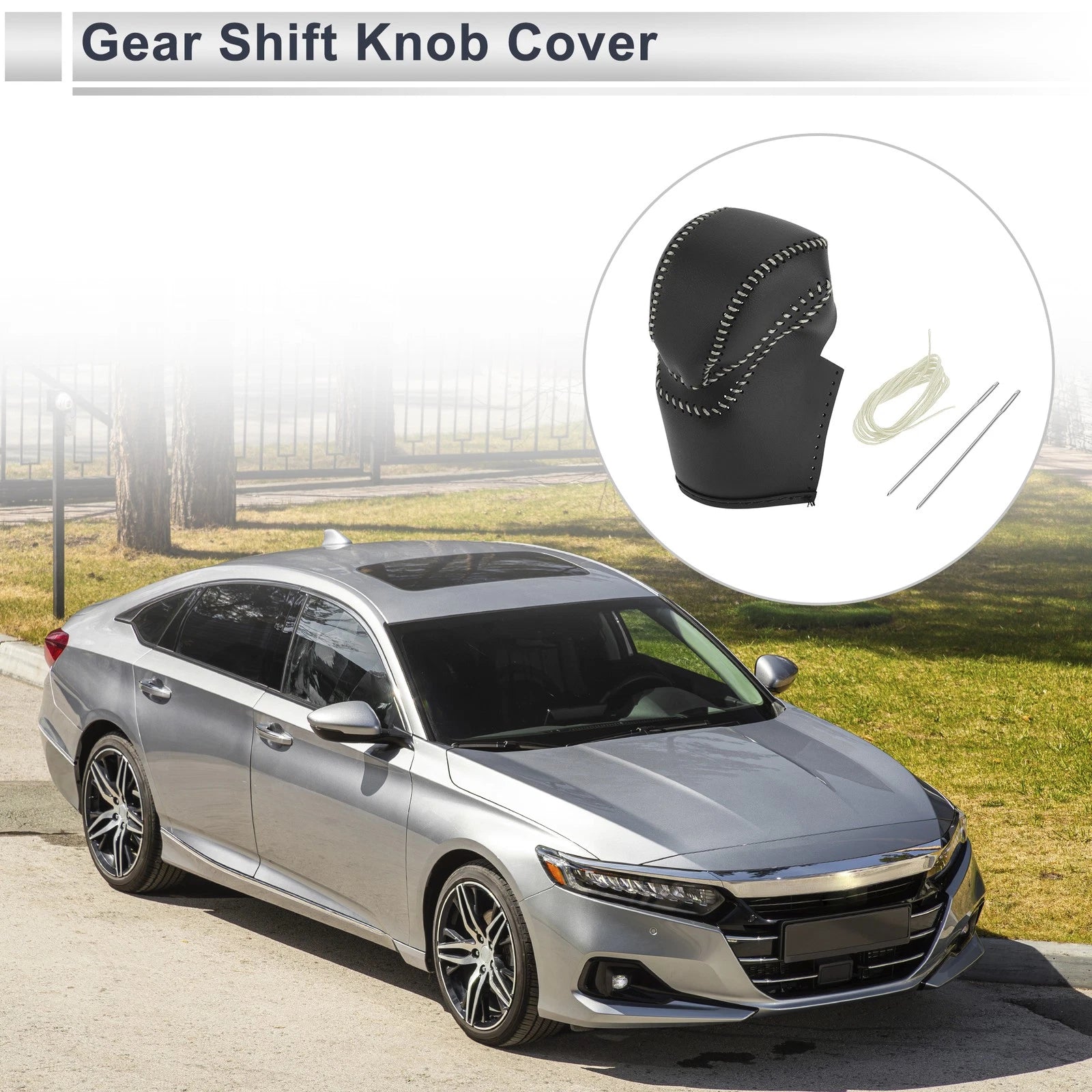 1 Pc Gear Shift Knob Cover for Honda Accord (2013–2017) Black Beige