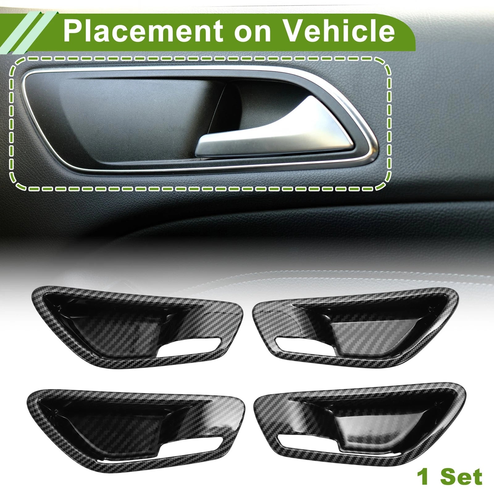 Set of 1 Interior Door Handle Bowl Cover Trim for Hyundai Tucson (2016–2023) Carbon Fiber Black