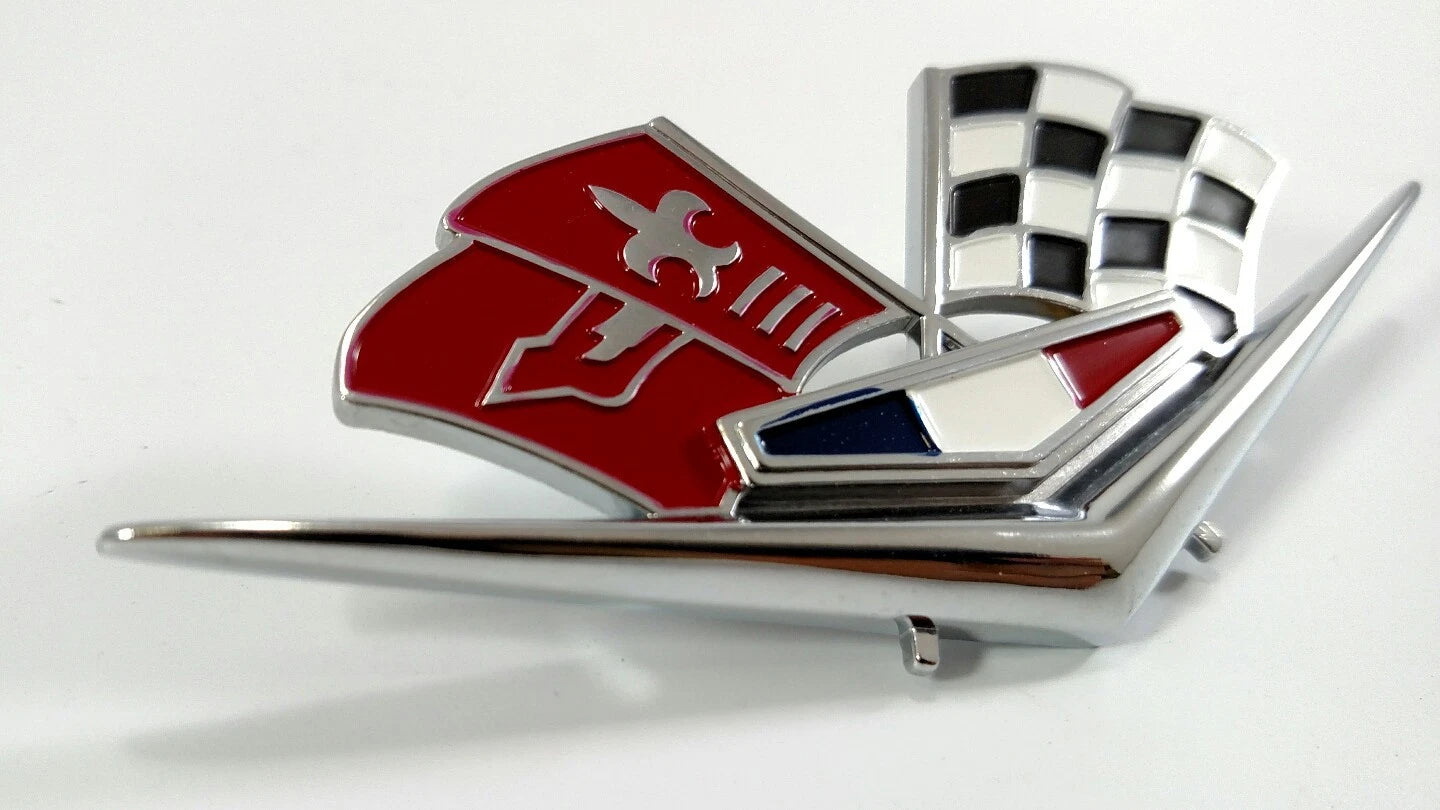 Front Fender Emblem Flags Pair for 1962–1963 Chevy Impala Belair