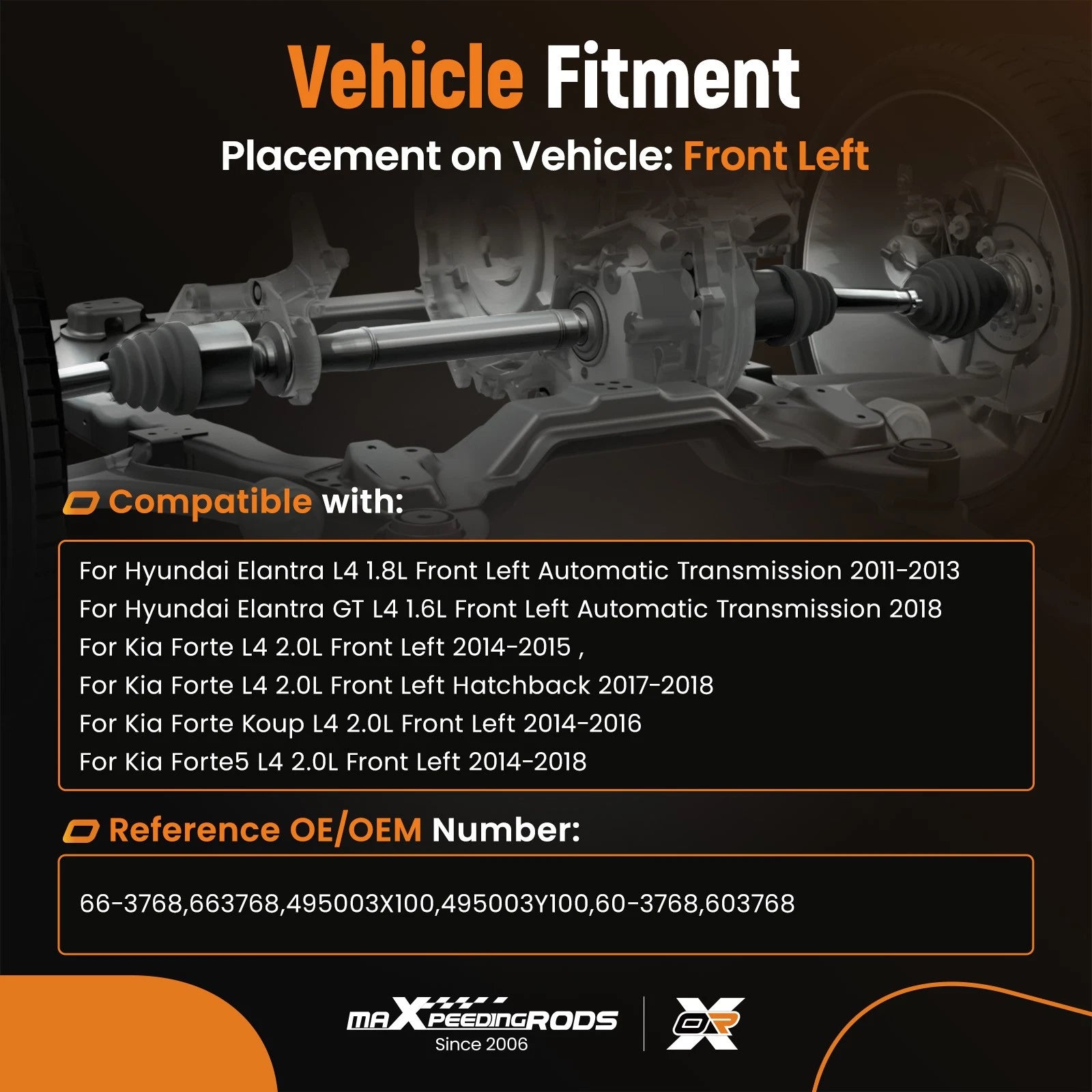 CV Axle Front Left for Hyundai Elantra (2011-2016) Kia Forte (2014-2018)