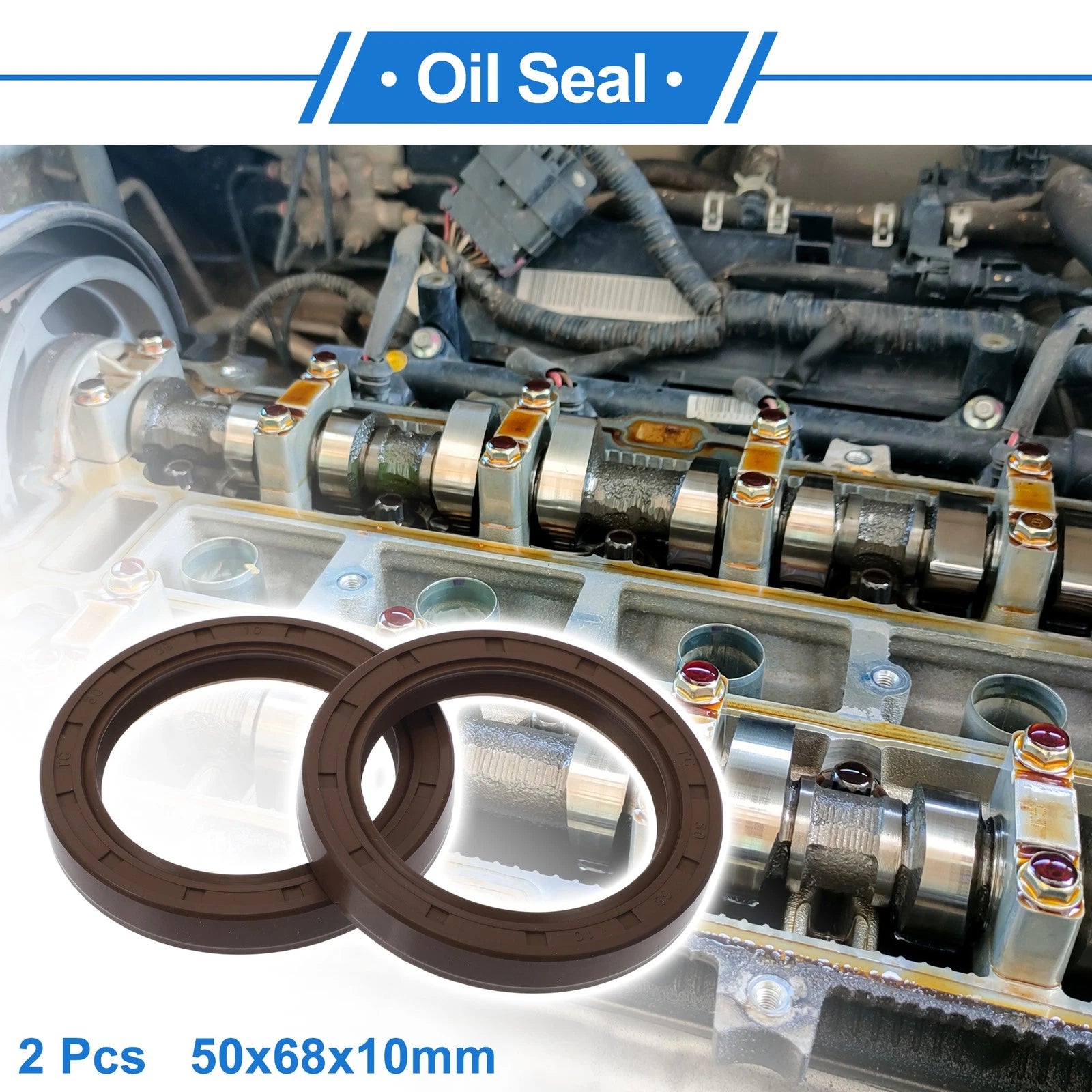 2X Oil Seal Rotary Shaft Seal FKM Rubber 50x68x10mm for Various Models