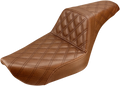 SADDLEMEN Step-Up Seat for Dyna (896-04-175BR) - Full Lattice Stitch - Brown