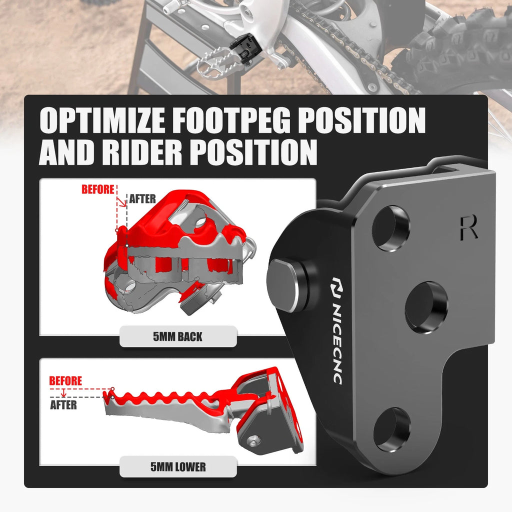 Foot Peg Offset Brackets for Yamaha YZ 250F (2024–2026), YZ 450F (2023–2026)