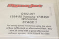 Dynojet Stage 1 Carb Kit for Yamaha YFM350 Wolverine (1994–1995) Q402.001