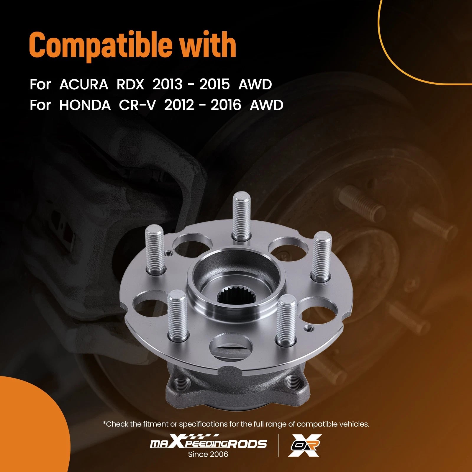 5 Bolt Wheel Hub Assembly Rear for Acura RDX, Honda CR-V (2012–2016) WE60605 AWD